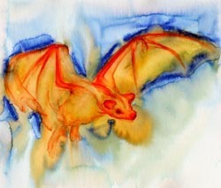 Watercolor Painting of a Bat