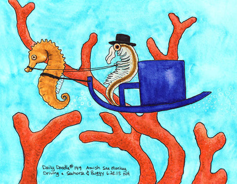 No.149 Amish Sea Monkey Driving a Seahorse & Buggy