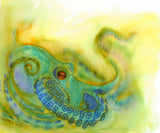 Blue Octopus Watercolor Painting Print
