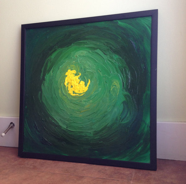 Untitled - Green Abstract Painting - Framed